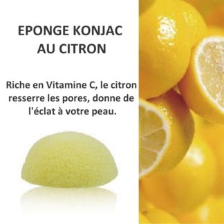 Eponge de konjac au citron biodégradable. Naturellement riche en vitamine C. Sans additifs ni colorants elle exfoliera donc sans agressivité et équilibrera le PH ou acidité de la peau en douceur.