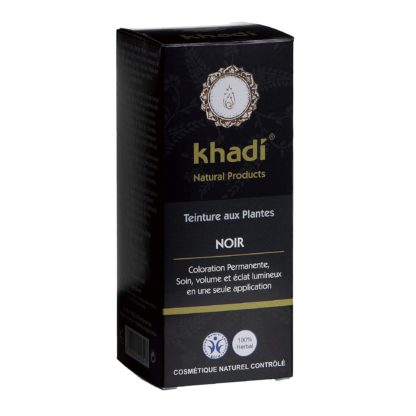 Coloration Végétale Noir Khadi selectionnée pour vous est avant tout le fruit de préparations ayurvédique ancestrales, couvre les chevelures blanches