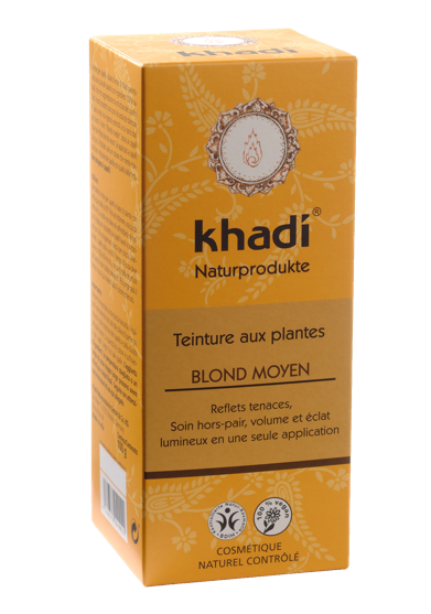 La Coloration Végétale Blond moyen Khadi selectionnée pour vous s'applique sur les cheveux blonds et, ou blancs. Teinture aux plantes ayurvédique vegan