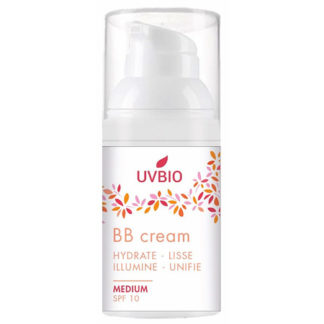 BB crème teintée SPF 10 UVBIO-Soin 5 en 1 toutes peaux pour une protection solaire permettant de prendre soin de la peau tout en la protégeant.
