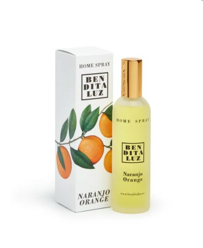 Flacon élégant de Parfum d'Ambiance à l'Orange de Séville signé Benditaluz, en verre recyclable, diffusant une fragrance envoûtante qui transforme votre intérieur en un havre de paix inspiré des jardins andalous