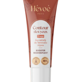 Contour des yeux Hévoé vegan, effet tenseur et défatigant, avec extrait de Terminalia Arjuna et texture légère. Tube de 15 ML