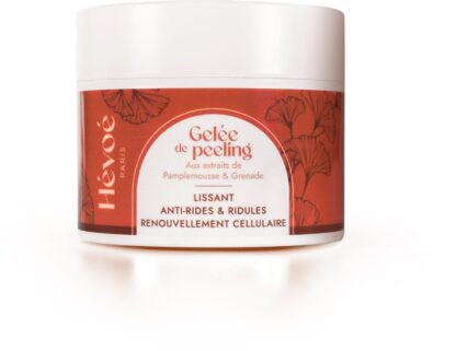 Packaging carton de la Gelée de Peeling Hévoé-Cosmétique bio lissant et vegan