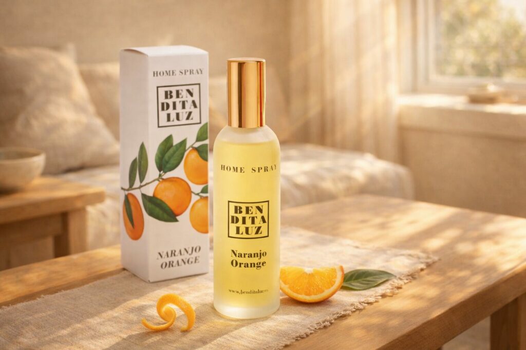 Quel parfum maison choisir pour créer une atmosphère qui vous ressemble ? 2 Parfum maison Manohi à l’orange de Séville dans une ambiance intérieure lumineuse et chaleureuse